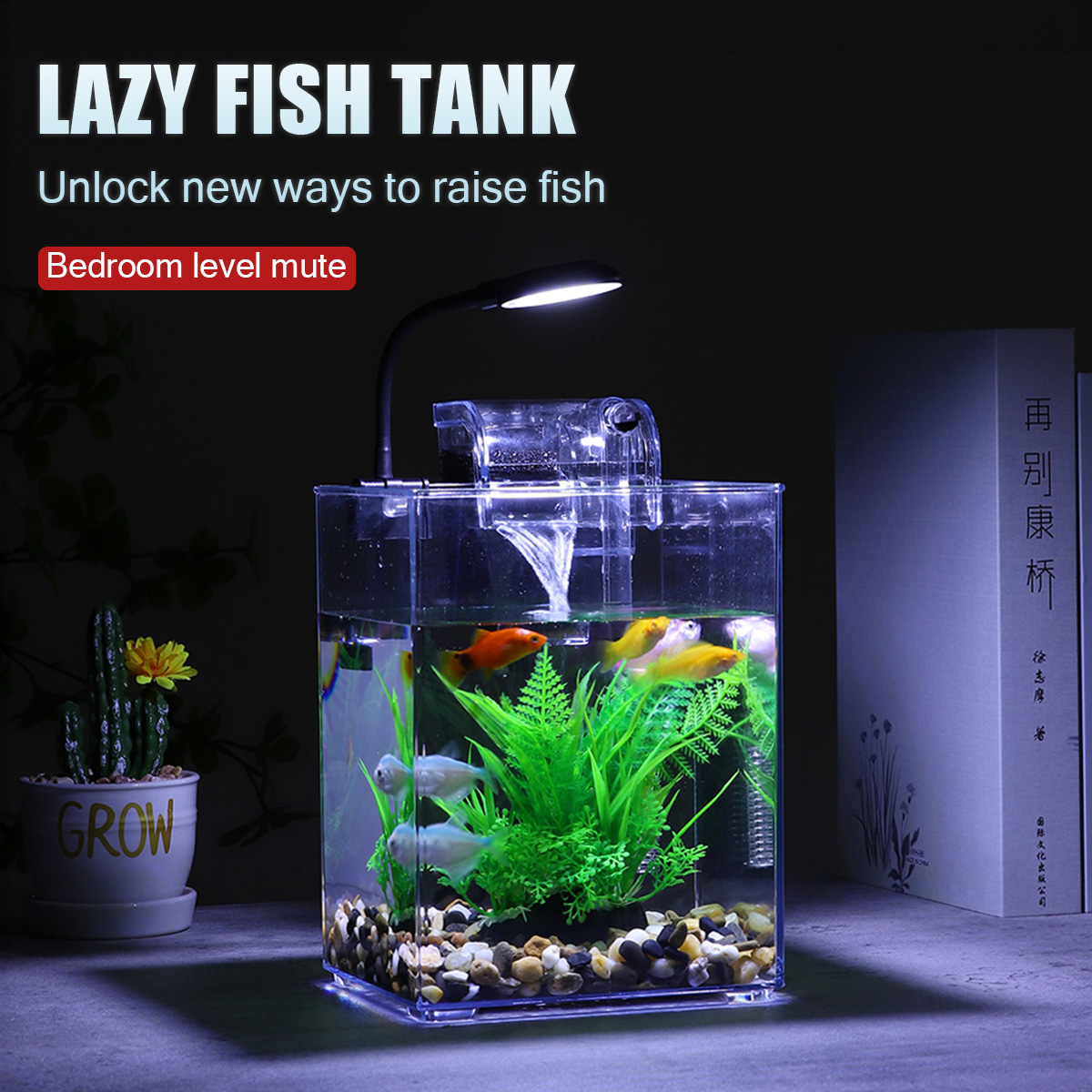 Aquarium Xl - USB Desktop Fish Tank Set-Easy To